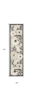 6' Beige And Gray Floral Indoor Outdoor Runner Rug
