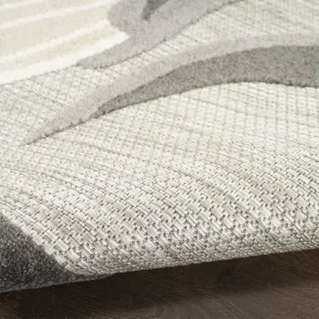 6' Beige And Gray Floral Indoor Outdoor Runner Rug