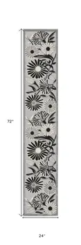6' Black And White Floral Indoor Outdoor Runner Rug