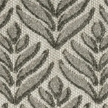 6' Charcoal And Beige Botanical Leaves Indoor Outdoor Runner Rug