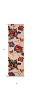 6' Red Beige Blue Orange And Red Floral Indoor Outdoor Runner Rug