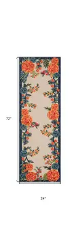 6' Red Beige Blue Orange And Red Floral Indoor Outdoor Runner Rug