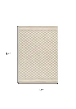 5' X 7' Beige Geometric Area Rug