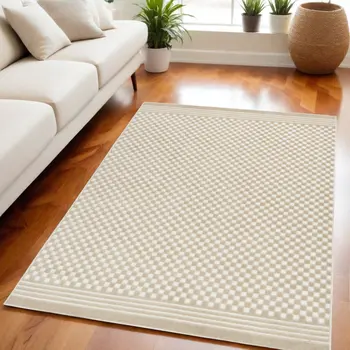 5' X 7' Beige Geometric Area Rug