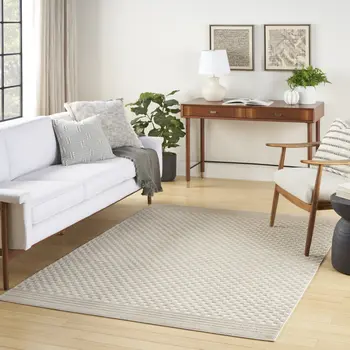 5' X 7' Beige Geometric Area Rug