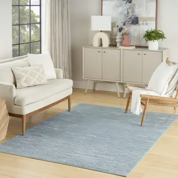 5' X 7' Blue Geometric Area Rug
