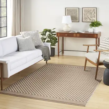 5' X 7' Brown Geometric Area Rug