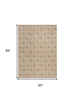 5' X 7' Brown Geometric Area Rug