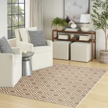 5' X 7' Brown Geometric Area Rug