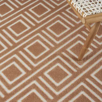 5' X 7' Brown Geometric Area Rug