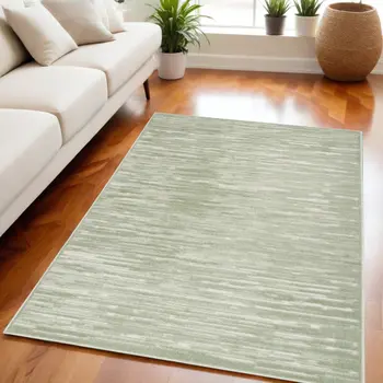 5' X 7' Green Geometric Area Rug