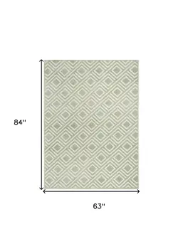 5' X 7' Green Geometric Area Rug