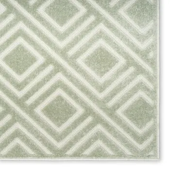 5' X 7' Green Geometric Area Rug