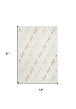 5' X 7' Cream Geometric Area Rug
