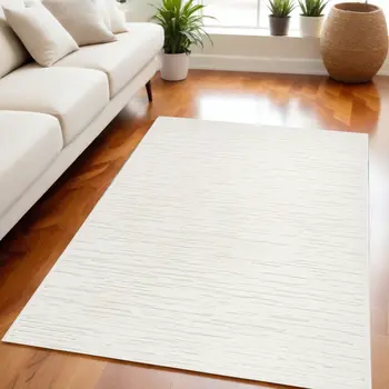 5' X 7' Cream Geometric Area Rug