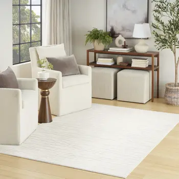 5' X 7' Cream Geometric Area Rug