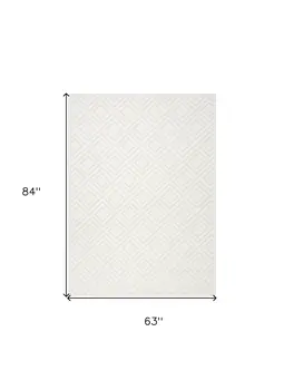 5' X 7' Cream Geometric Area Rug