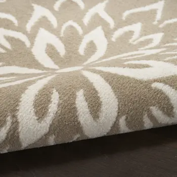 7' X 10' Taupe and Ivory Floral Non Skid Area Rug