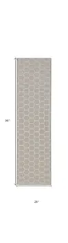 8' Gray And Ivory Geometric Indoor Outdoor Runner Rug