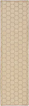 8' Natural And Beige Geometric Indoor Outdoor Runner Rug
