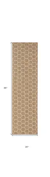 8' Natural And Beige Geometric Indoor Outdoor Runner Rug