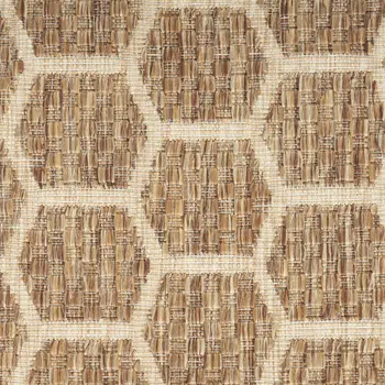 10' Natural And Beige Geometric Indoor Outdoor Runner Rug