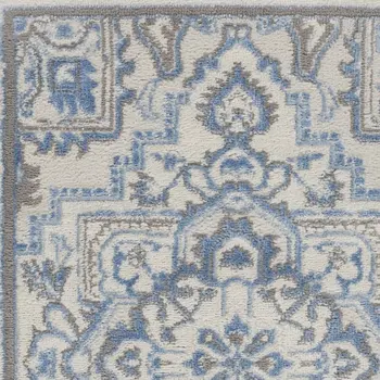 8' Blue Floral Runner Rug
