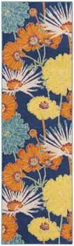 8' Blue Floral Runner Rug
