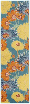 8' Blue Floral Runner Rug