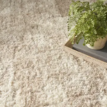 4' X 6' Beige and Ivory Abstract Shag Area Rug