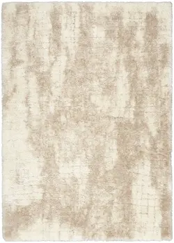 4' X 6' Beige and Ivory Abstract Shag Area Rug