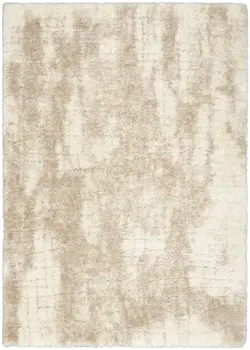5' X 7' Beige and Ivory Abstract Shag Area Rug