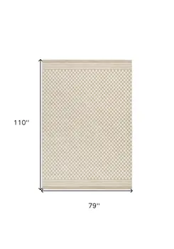 7' X 9' Beige Geometric Area Rug