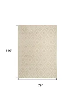 7' X 9' Beige Geometric Area Rug