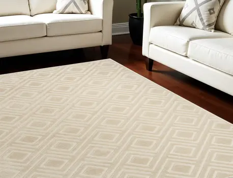 7' X 9' Beige Geometric Area Rug