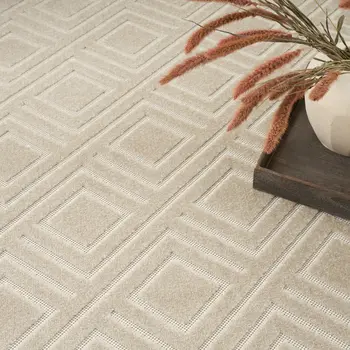 7' X 9' Beige Geometric Area Rug