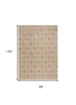 7' X 9' Brown Geometric Area Rug
