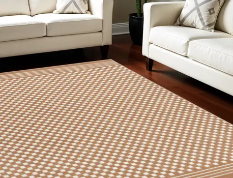 7' X 9' Brown Geometric Area Rug