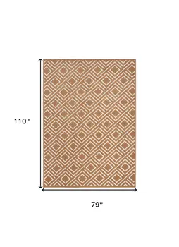 7' X 9' Brown Geometric Area Rug