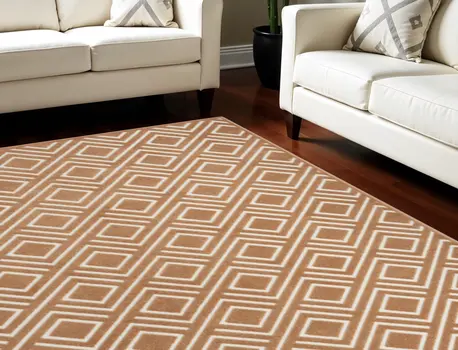 7' X 9' Brown Geometric Area Rug