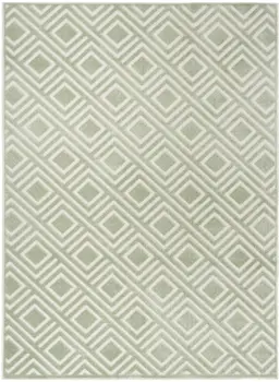 7' X 9' Green Geometric Area Rug
