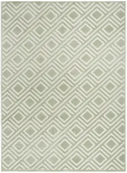 7' X 9' Green Geometric Area Rug