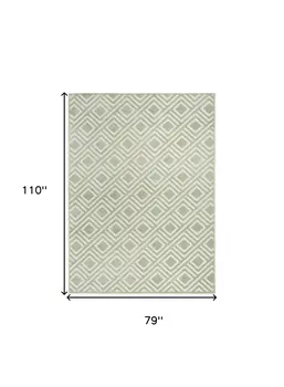7' X 9' Green Geometric Area Rug