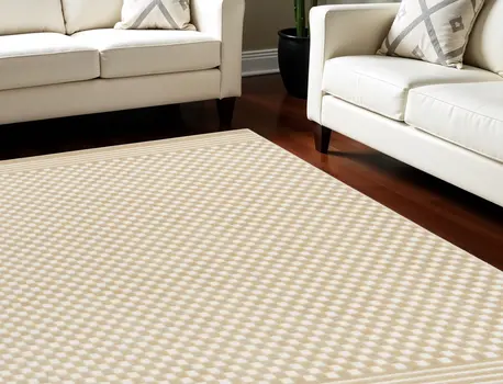 7' X 9' Tan Geometric Area Rug