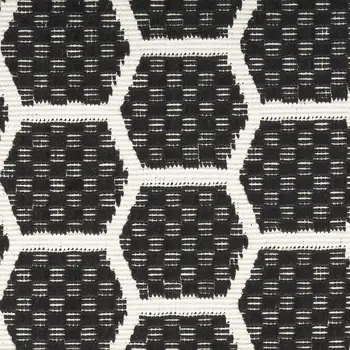 12' Black And Ivory Geometric Indoor Outdoor Runner Rug
