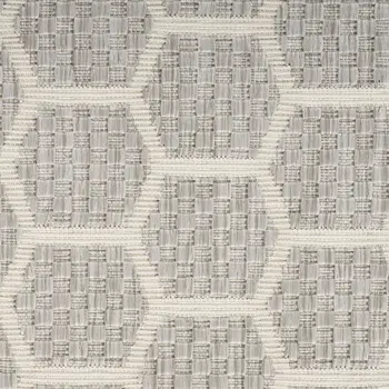 12' Gray And Ivory Geometric Indoor Outdoor Runner Rug