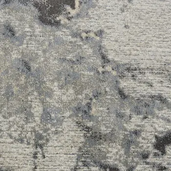 8' Gray Beige and Ivory Abstract Non Skid Runner Rug