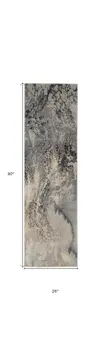 8' Gray Beige and Ivory Abstract Non Skid Runner Rug
