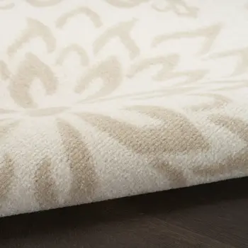 6' X 9' Beige and Ivory Floral Non Skid Area Rug