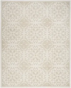 6' X 9' Beige and Ivory Floral Non Skid Area Rug